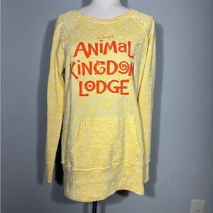 Disney Parks Animal Kingdom Lodge Size XL Yellow Embroidered Pullover Burnout